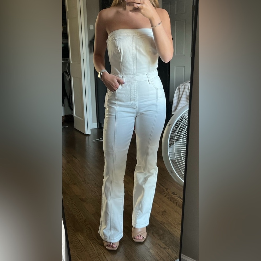 Women's White denim jumpsuit